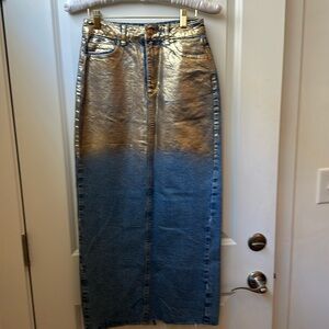 Zara denim gold metallic set